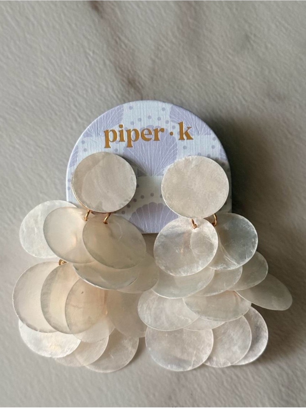 Piper·k Iridescent Disc Drop Earrings in Pearl